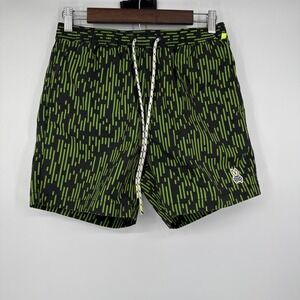 Psycho Bunny Swim‎ Shorts Mens Small Green Geometric Print Mesh Lined Drawstring